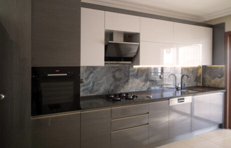 High Gloss İnox Mutfak Dolabı Ankara